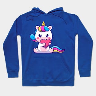 Cute unicorn bitten love heart Hoodie